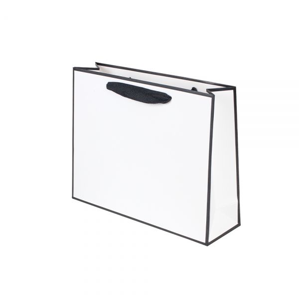 블랙라인 화이트 가로형 고급 쇼핑백 27x8x21cm 10장