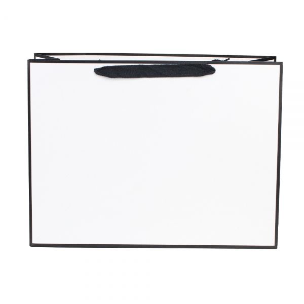 블랙라인 화이트 가로형 고급 쇼핑백 40x12.5x30cm 10장
