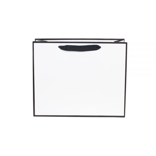 블랙라인 화이트 가로형 고급 쇼핑백 27x8x21cm 10장