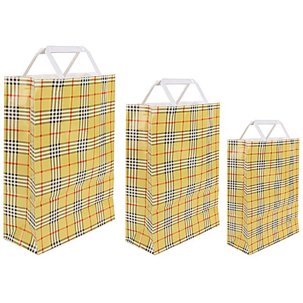 노란 체크 기계봉투 쇼핑백 소 20x9x28 50장