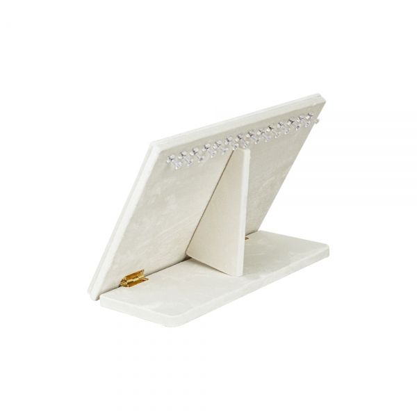 뉴 벨벳 경사 목걸이 진열대 아이보리 소 25x12x18cm