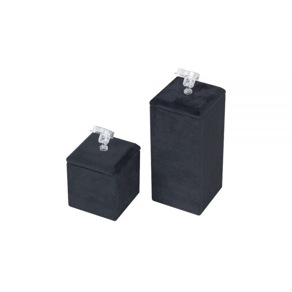 뉴 벨벳 사각 조절 반지 진열대 블랙 대 4.5x4.5x12.5cm