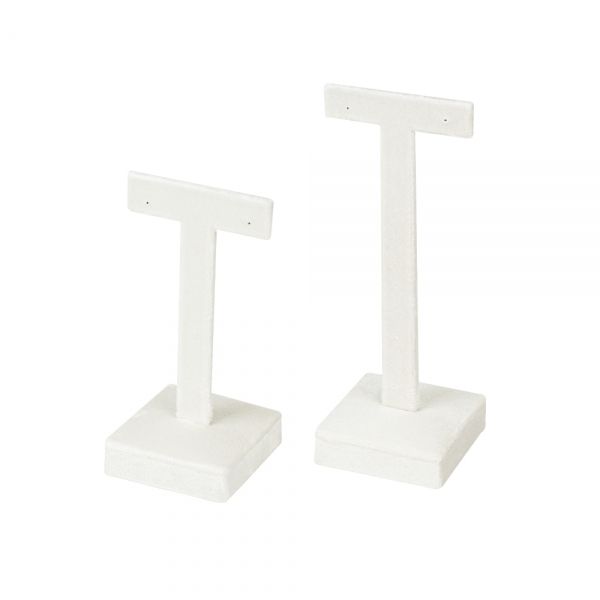 뉴 벨벳 일자 T형 귀걸이 진열대 아이보리 소 5x4.5x10.5cm