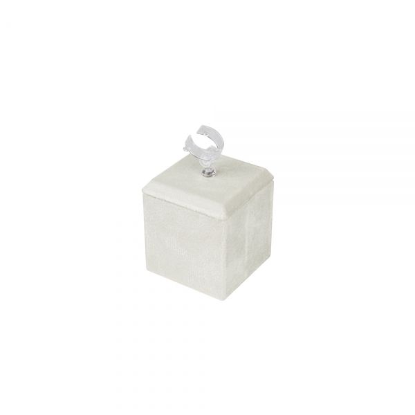 뉴 벨벳 사각 조절 반지 진열대 아이보리 소 4.5x4.5x7.5cm