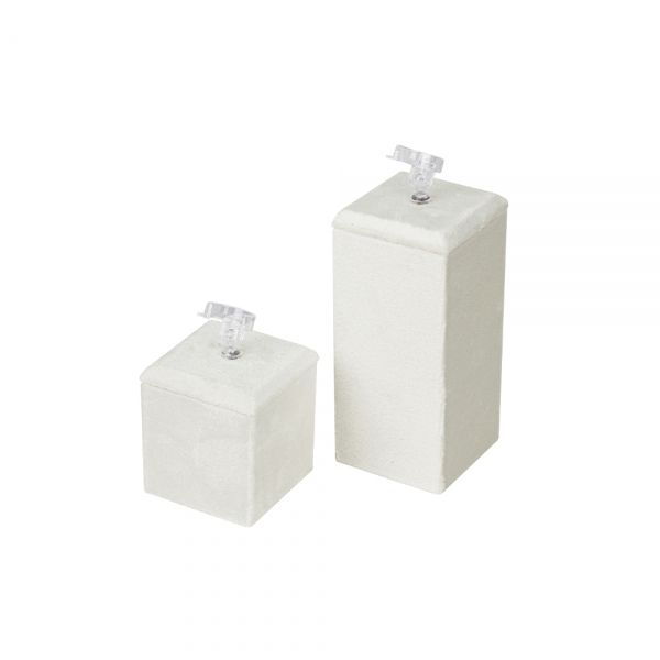 뉴 벨벳 사각 조절 반지 진열대 아이보리 대 4.5x4.5x12.5cm