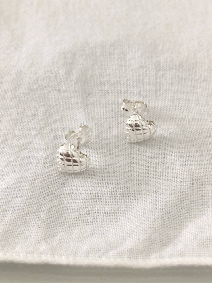 Quilting heart earring • 925silver