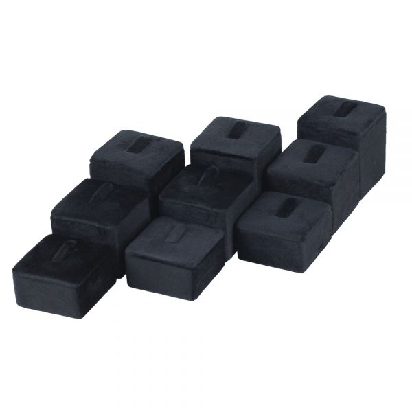 뉴 벨벳 1/9 계단식 사각 반지 진열대 블랙 12x12x4.5cm