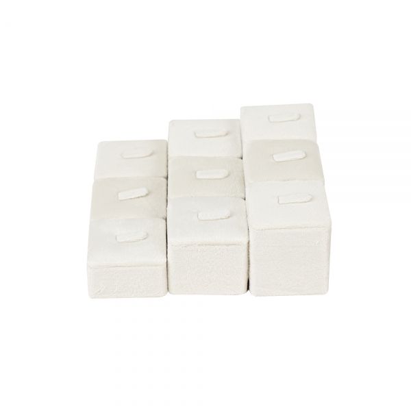 뉴 벨벳 1/9 계단식 사각 반지 진열대 아이보리 12x12x4.5cm