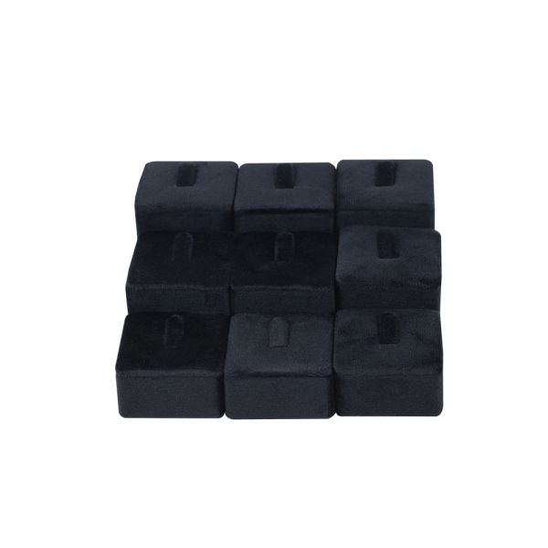 뉴 벨벳 1/9 계단식 사각 반지 진열대 블랙 12x12x4.5cm
