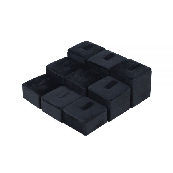 뉴 벨벳 1/9 계단식 사각 반지 진열대 블랙 12x12x4.5cm