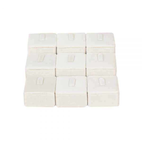뉴 벨벳 1/9 계단식 사각 반지 진열대 아이보리 12x12x4.5cm
