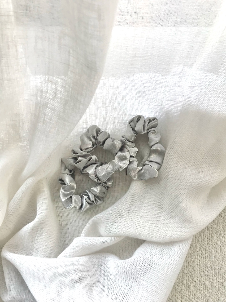 Tiny scrunchie 3set (plain silver)