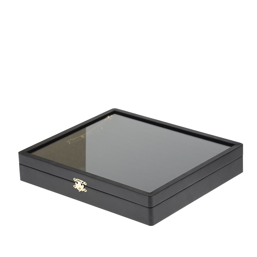 인조가죽 벨벳 유리 12줄 반지 진열대 블랙 대 35x30x6.5