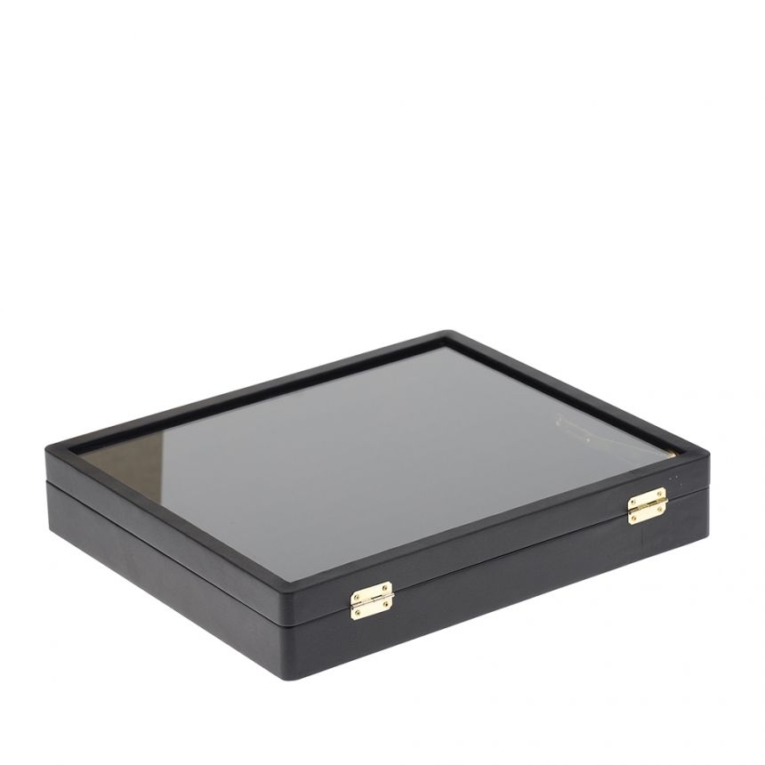 인조가죽 벨벳 유리 12줄 반지 진열대 블랙 대 35x30x6.5