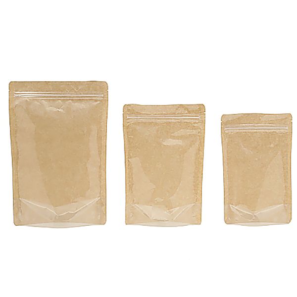 크라프트 투명창 지퍼 스탠드 봉투 13x3.5x20cm 100장