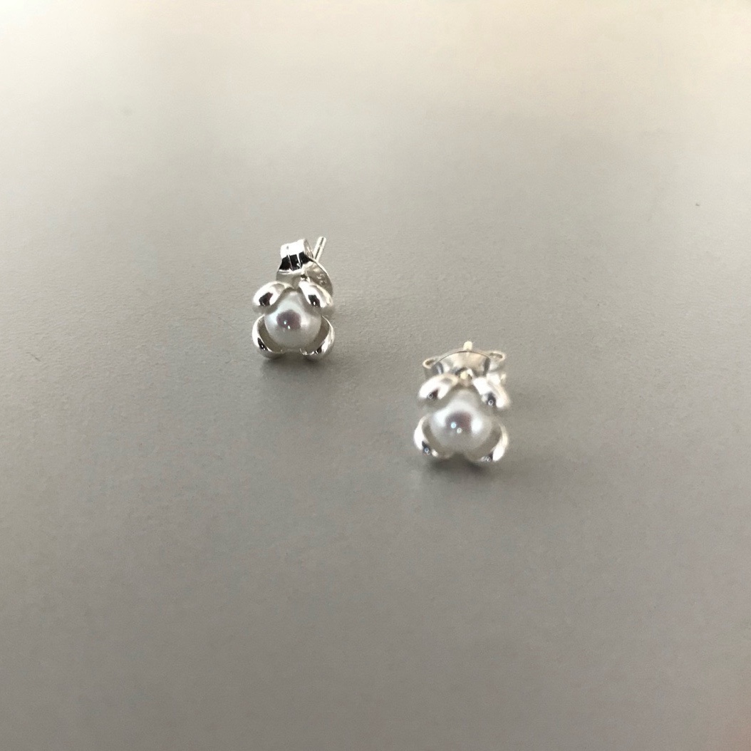 Pearl flower earring 01 • silver925