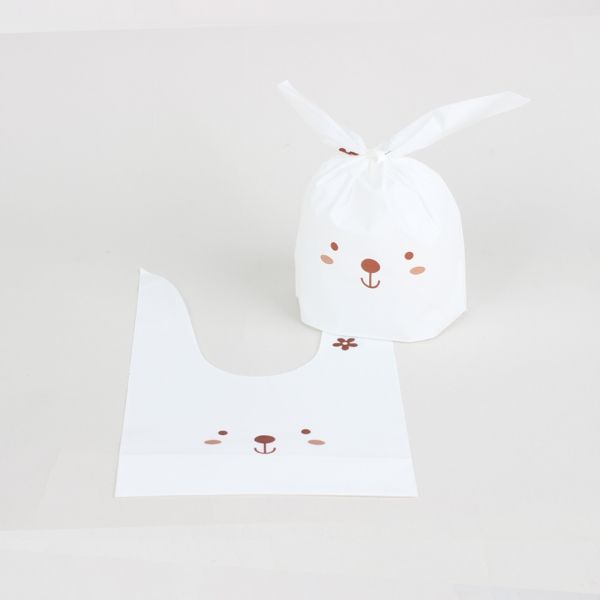 심플 선물포장 토끼비닐 봉투 브라운 중 16x27 20장