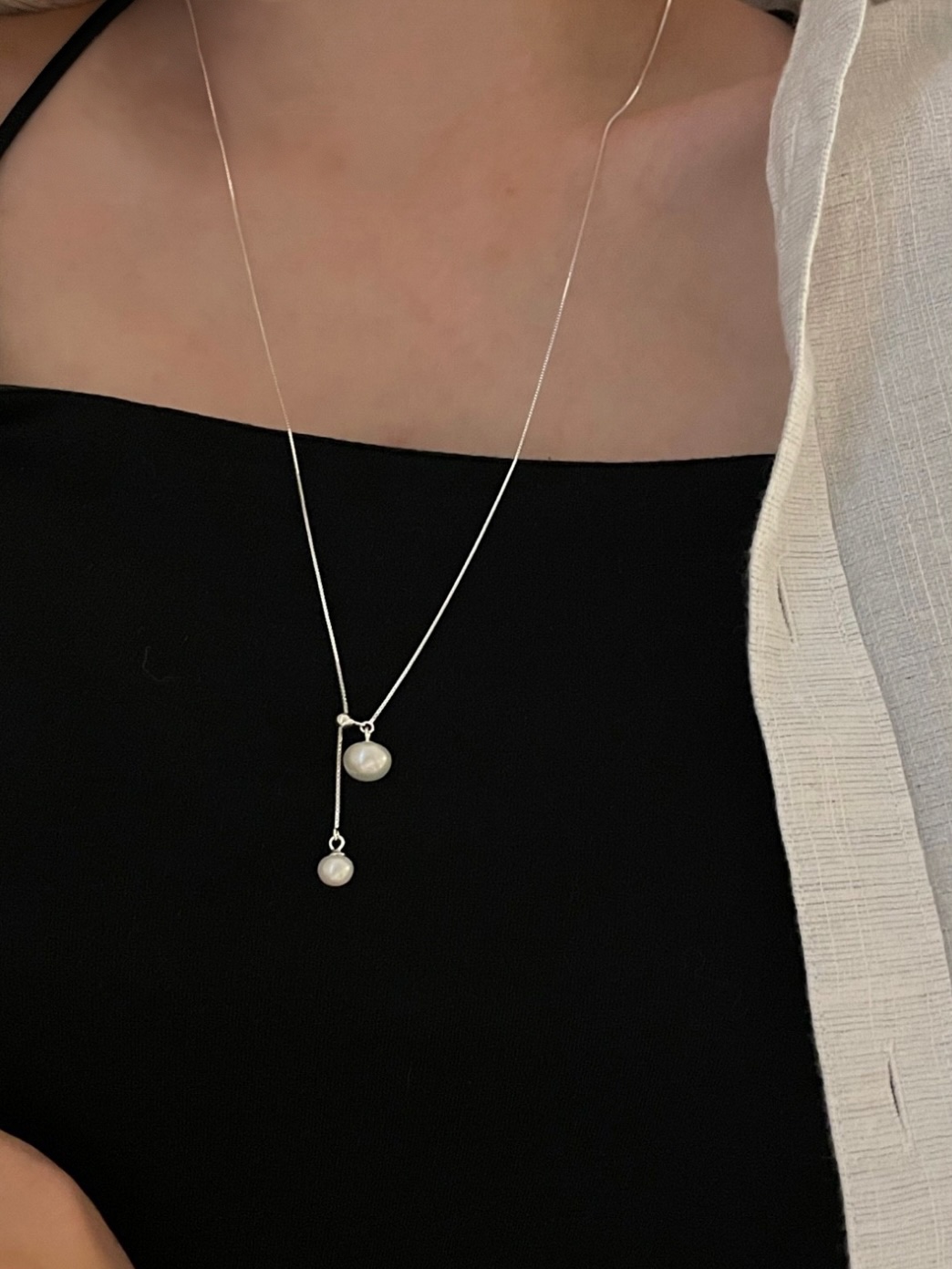 Pearl drop necklace 01 • silver925