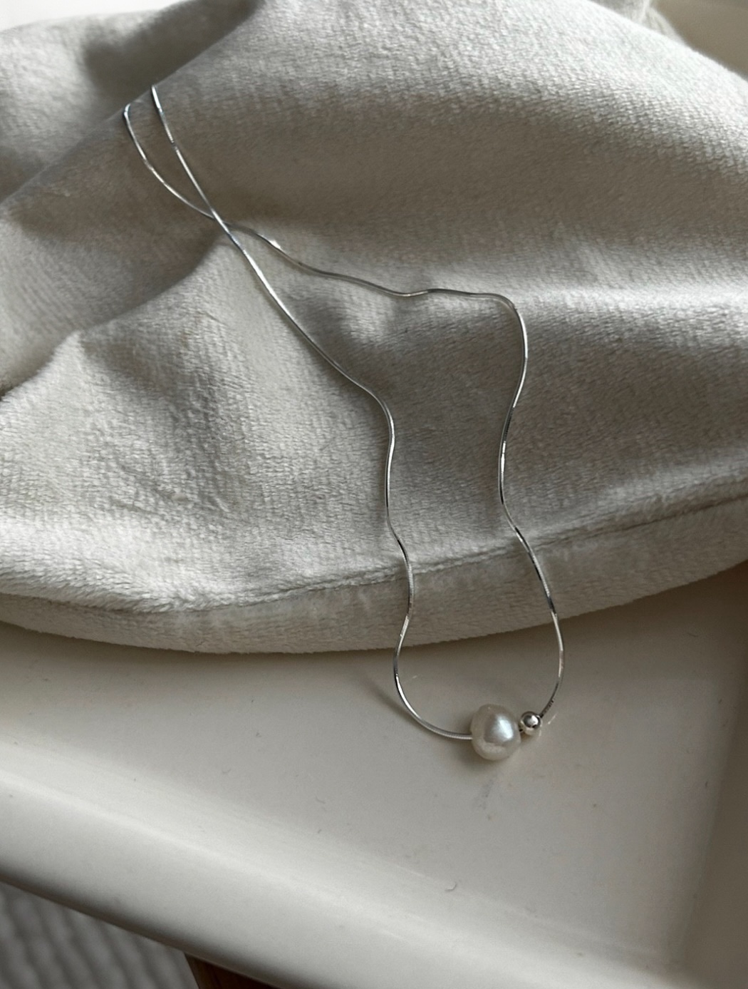 Pearl thin necklace • silver925 진주목걸이