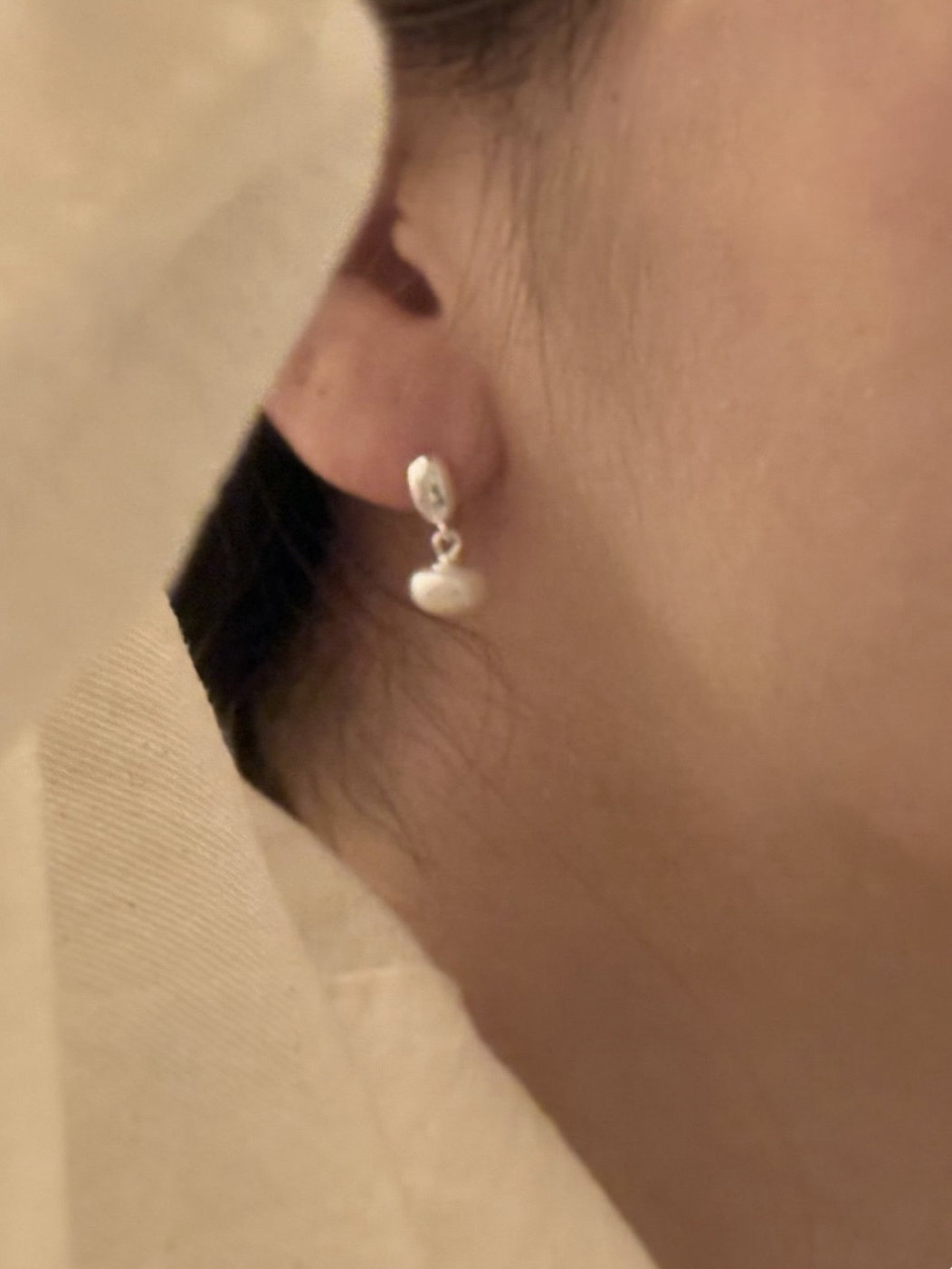 Pearl bell earring • silver925 진주목걸이