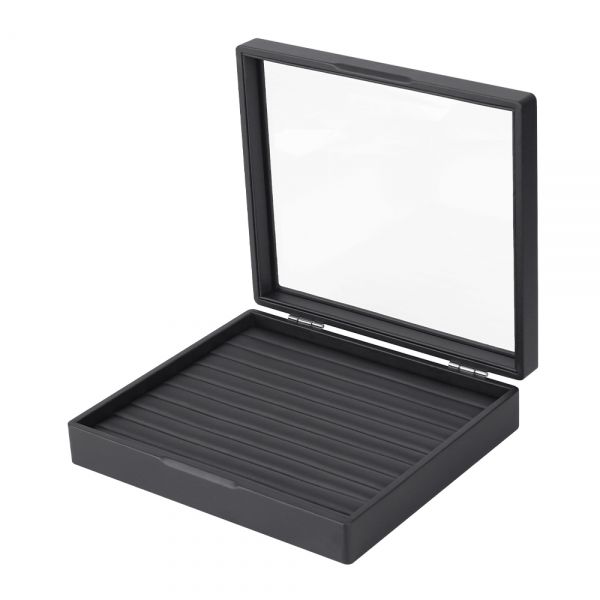 인조가죽 유리 10줄 반지 다용도 홈형 자석 보관함 블랙(인조가죽) 중 30x25x6.5cm