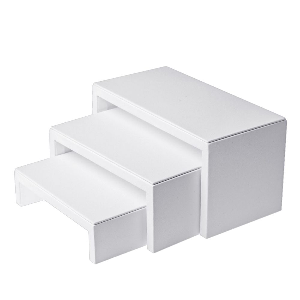 인조가죽 ㄷ자 조절 3단 다용도 진열대 화이트 20x10x10cm
