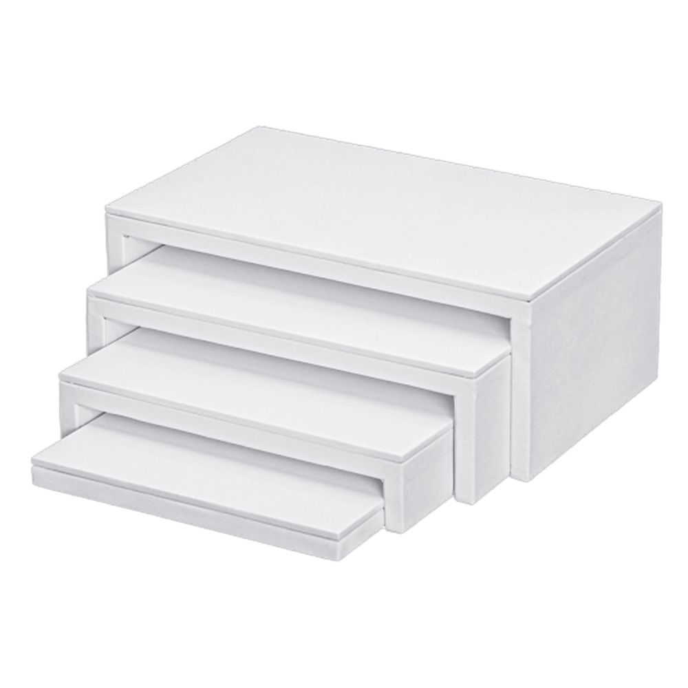 인조가죽 점보 4단 ㄷ자 다용도 진열대 화이트 25x15x10cm