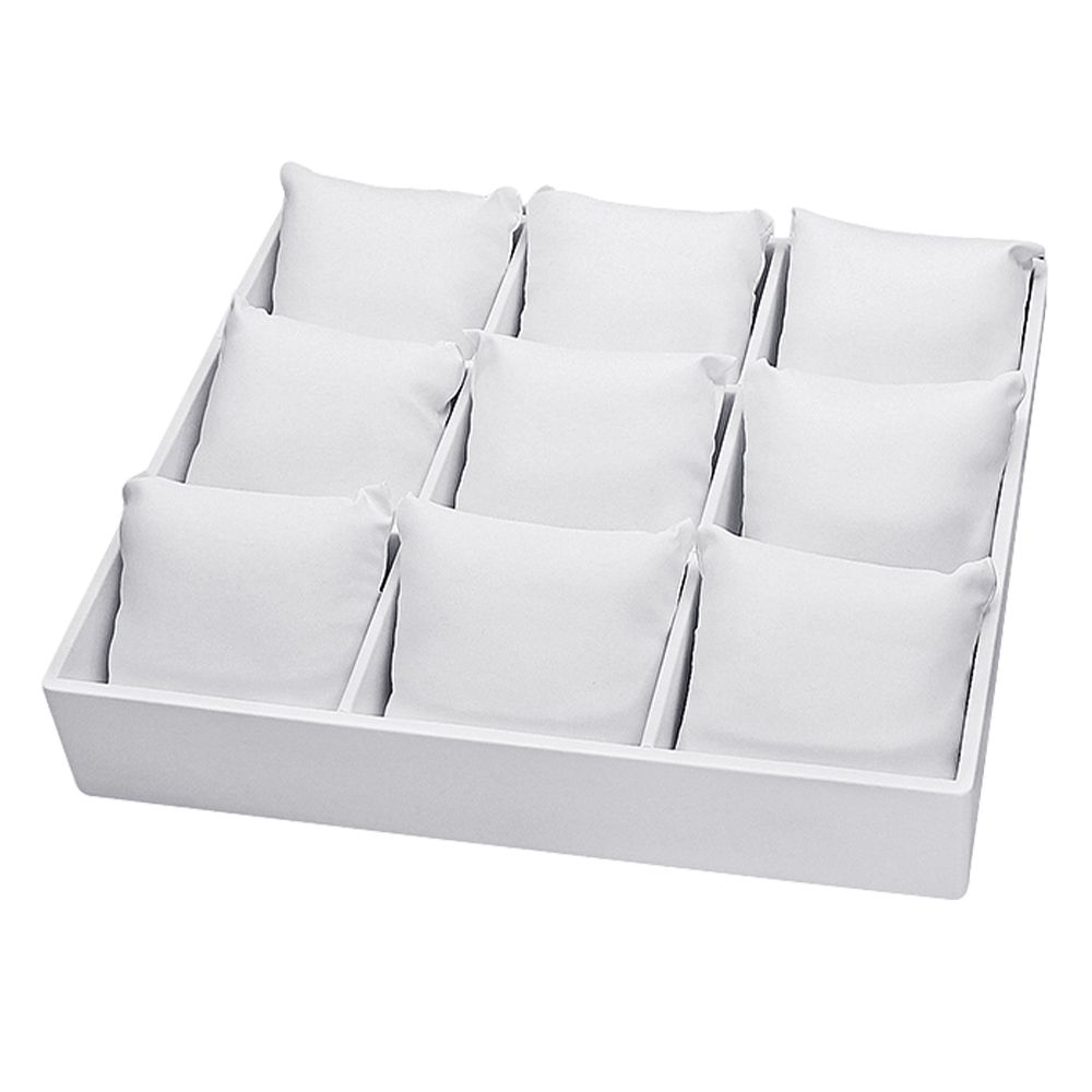 인조가죽 나눔 9칸 쿠션포함 다용도 진열대 화이트 30x26x5.5cm