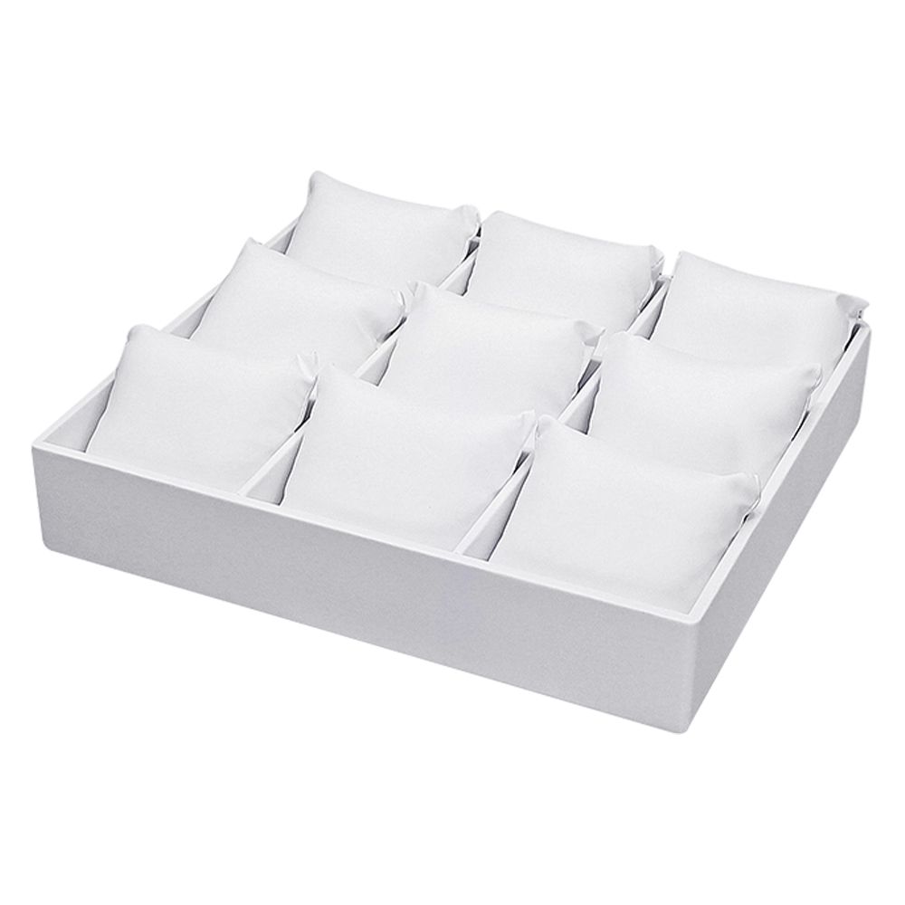 인조가죽 나눔 9칸 쿠션포함 다용도 진열대 화이트 30x26x5.5cm