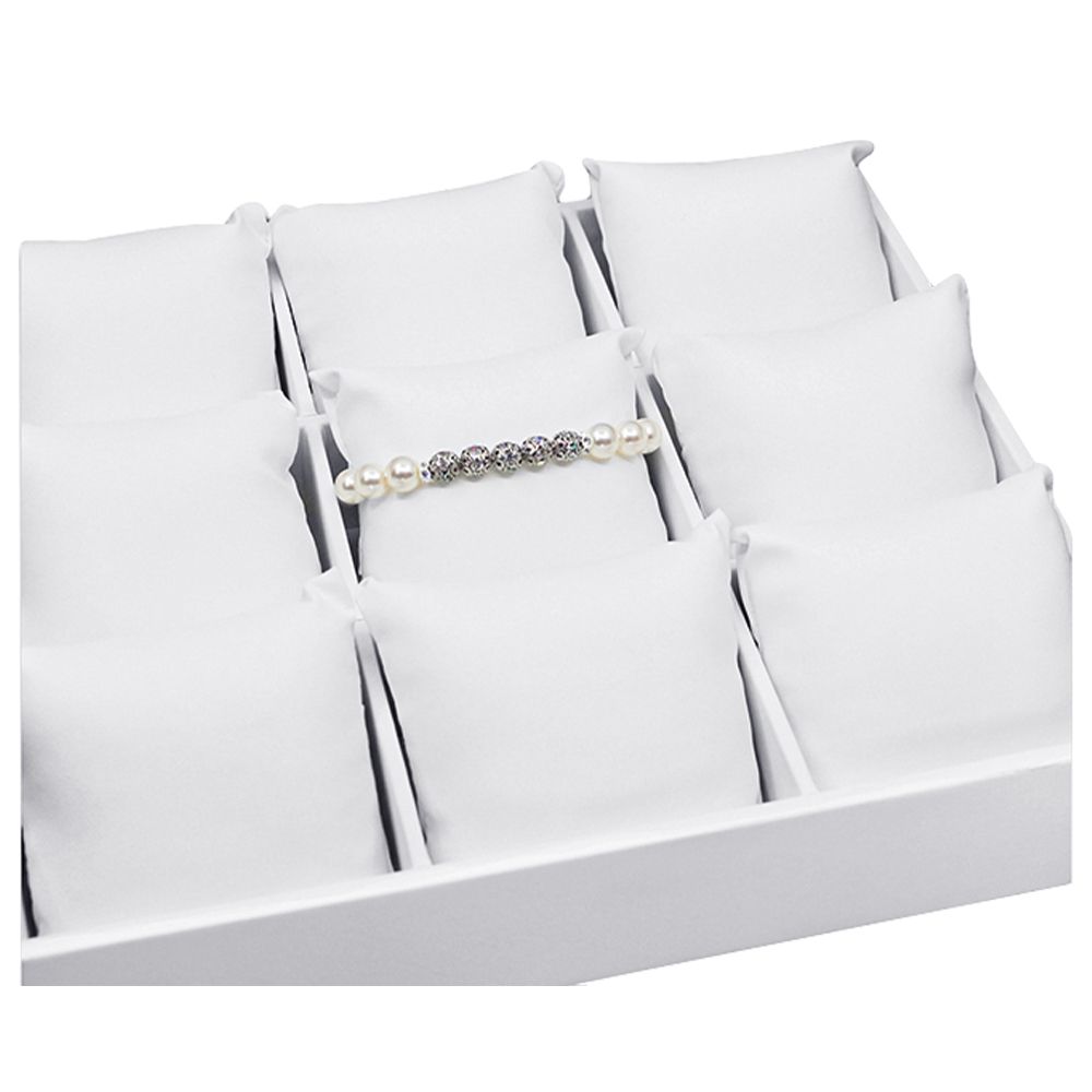 인조가죽 나눔 9칸 쿠션포함 다용도 진열대 화이트 30x26x5.5cm