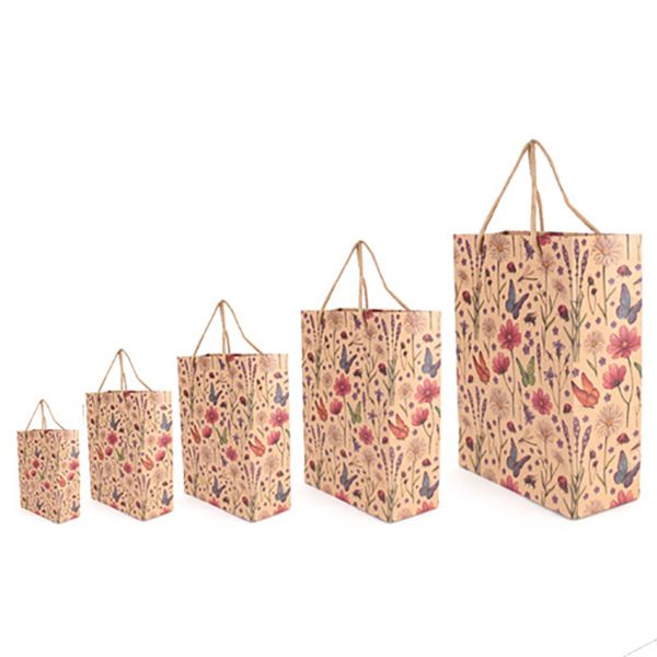 나비 꽃무늬 쇼핑백 대 24x9.5x33cm 50장