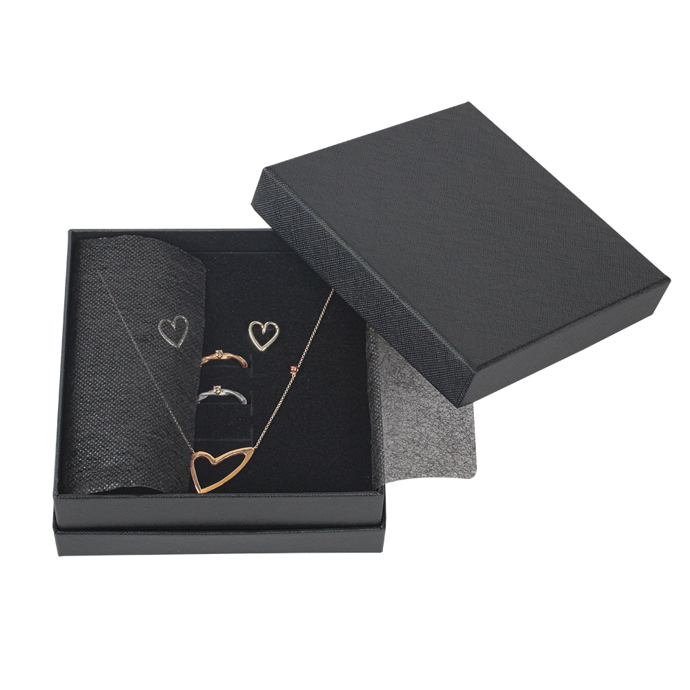 고급 투톤 주얼리 케이스 액세서리 포장 선물 상자 블랙 특대 13x13x5cm 10개 1판