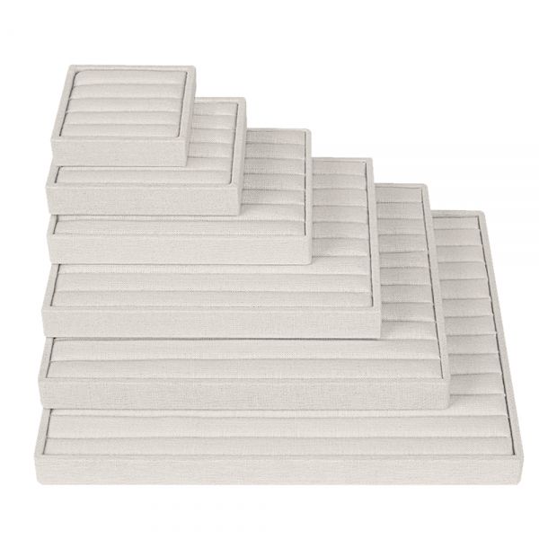 린넨 4줄 반지 진열대 베이지 10x10x2.5cm