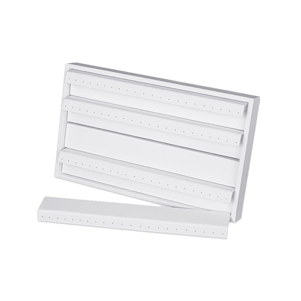 인조가죽 4단 경사스탠드 귀걸이 피어싱 진열대 화이트 25x10x15cm