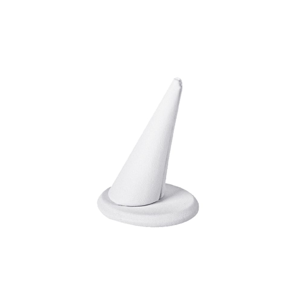 인조가죽 꼬깔 반지 진열대 화이트 4x5x7cm