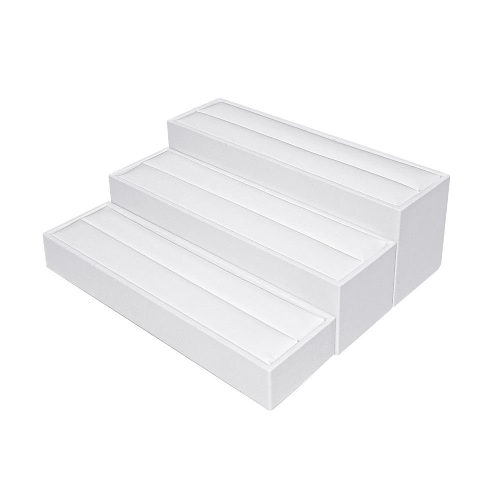 인조가죽 계단식 3단 반지 진열대 화이트 20x16.5x6.5cm