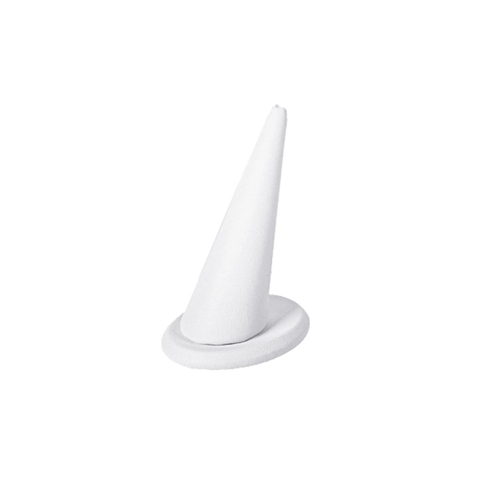 인조가죽 꼬깔 반지 진열대 화이트 4x5x7cm
