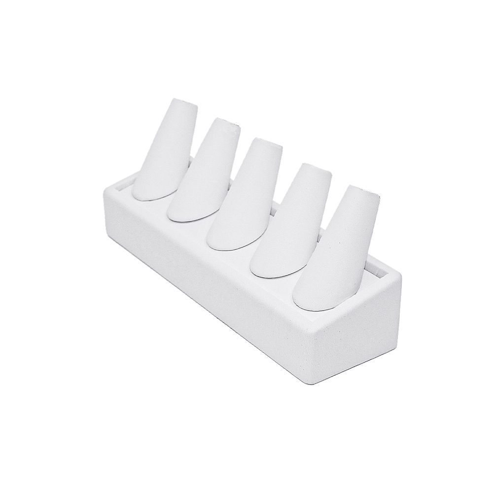 인조가죽 고깔 5종 반지 진열대 화이트 17x5x7cm