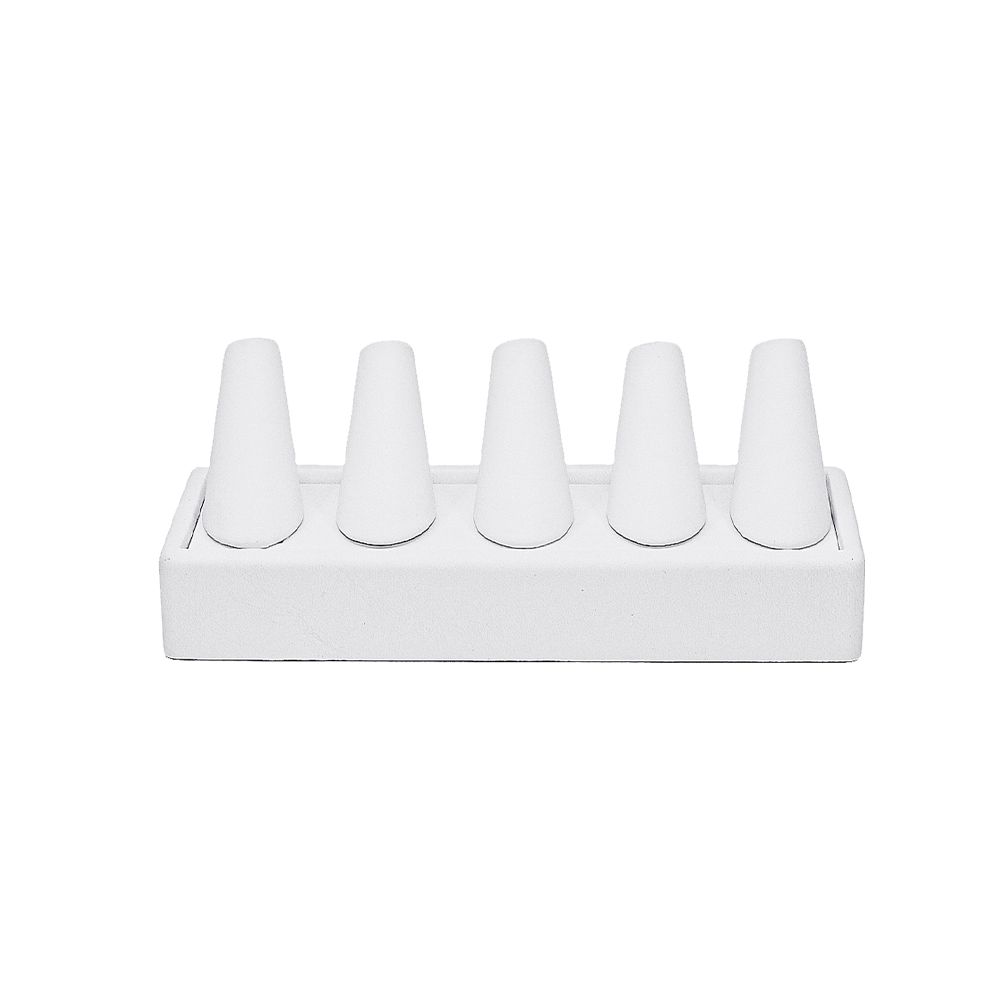 인조가죽 고깔 5종 반지 진열대 화이트 17x5x7cm