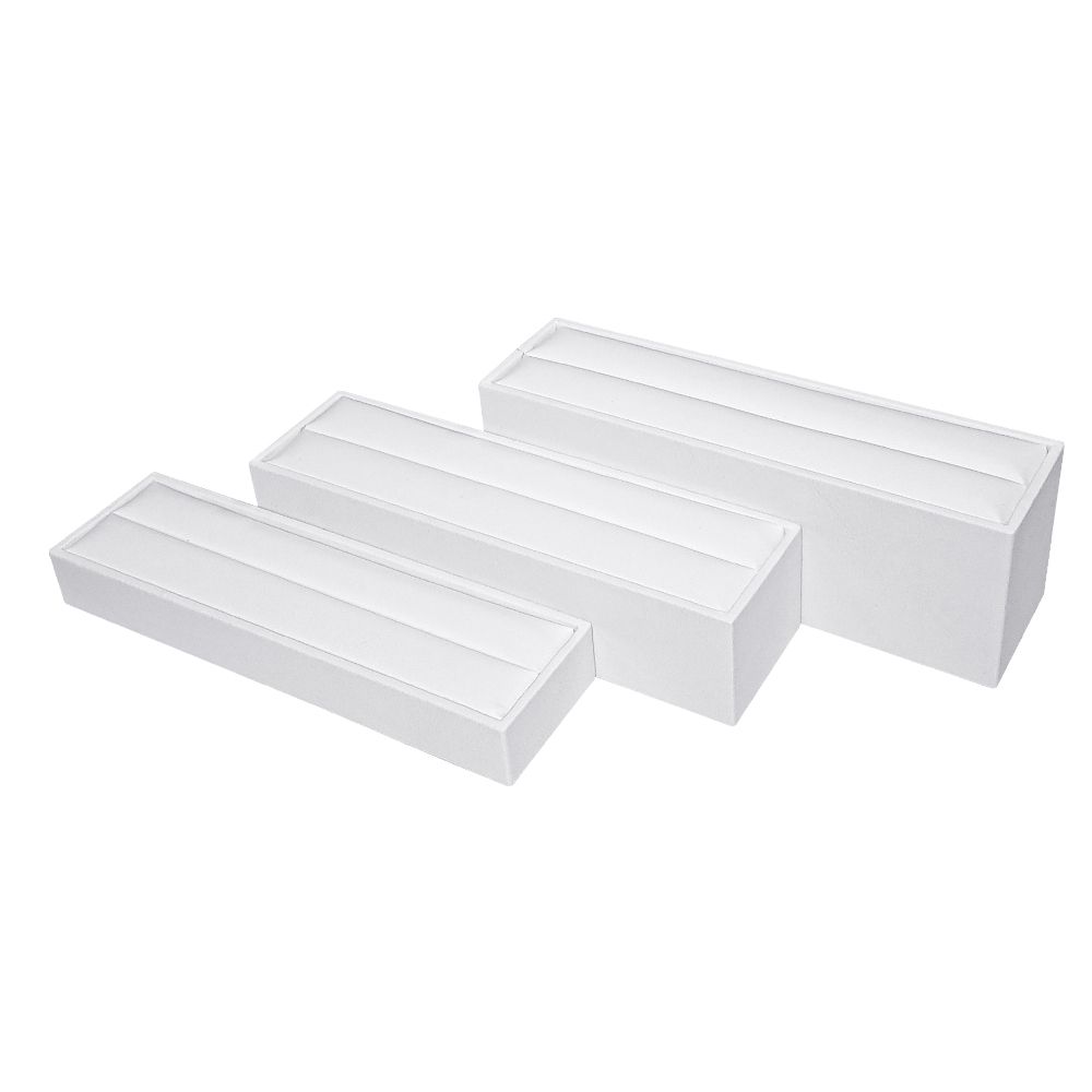 인조가죽 계단식 3단 반지 진열대 화이트 20x16.5x6.5cm