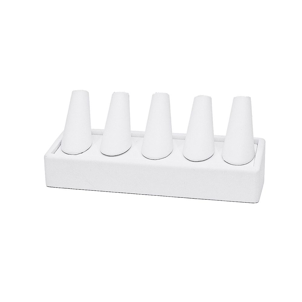 인조가죽 고깔 5종 반지 진열대 화이트 17x5x7cm