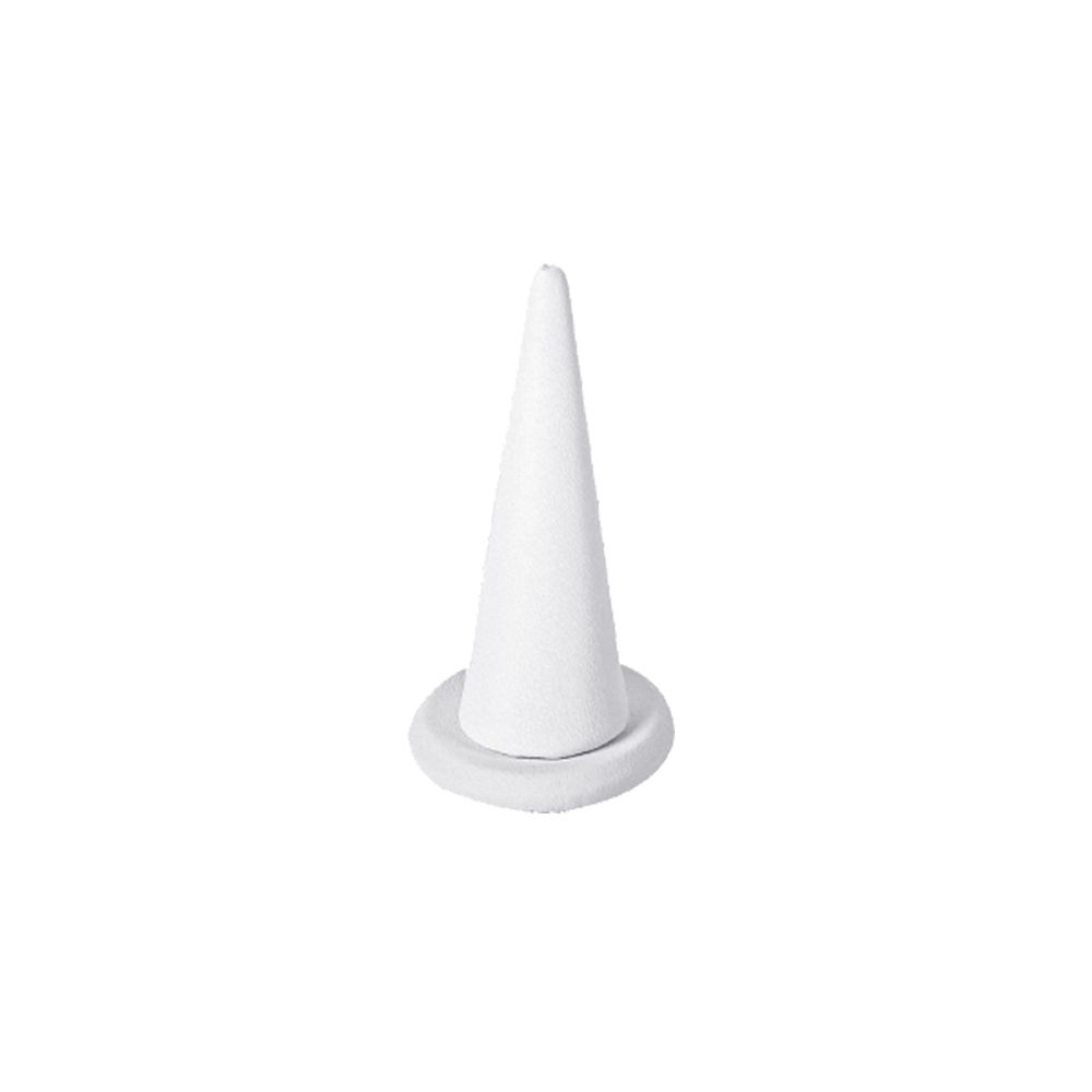 인조가죽 꼬깔 반지 진열대 화이트 4x5x7cm