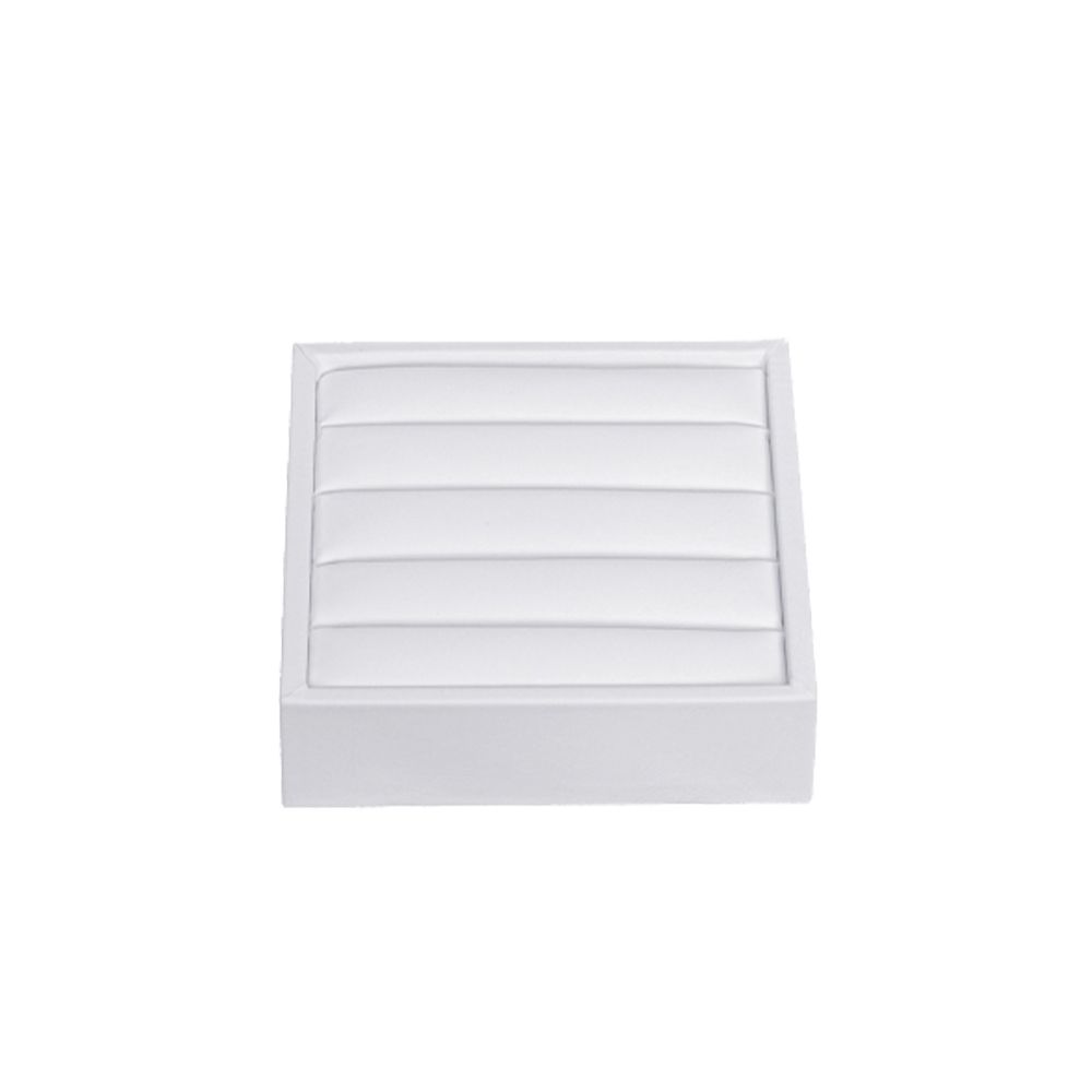 인조가죽 사각 경사 4줄 반지 진열대 화이트 12x12x5cm