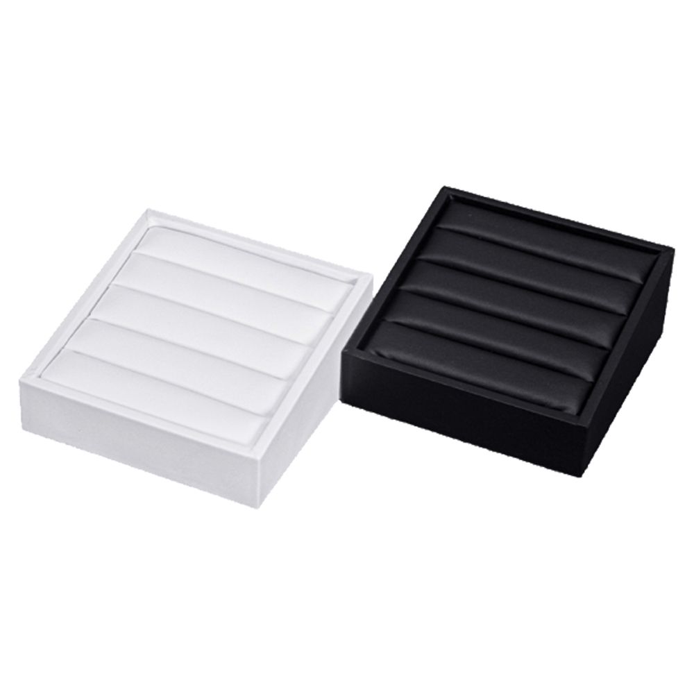 인조가죽 사각 경사 4줄 반지 진열대 화이트 12x12x5cm