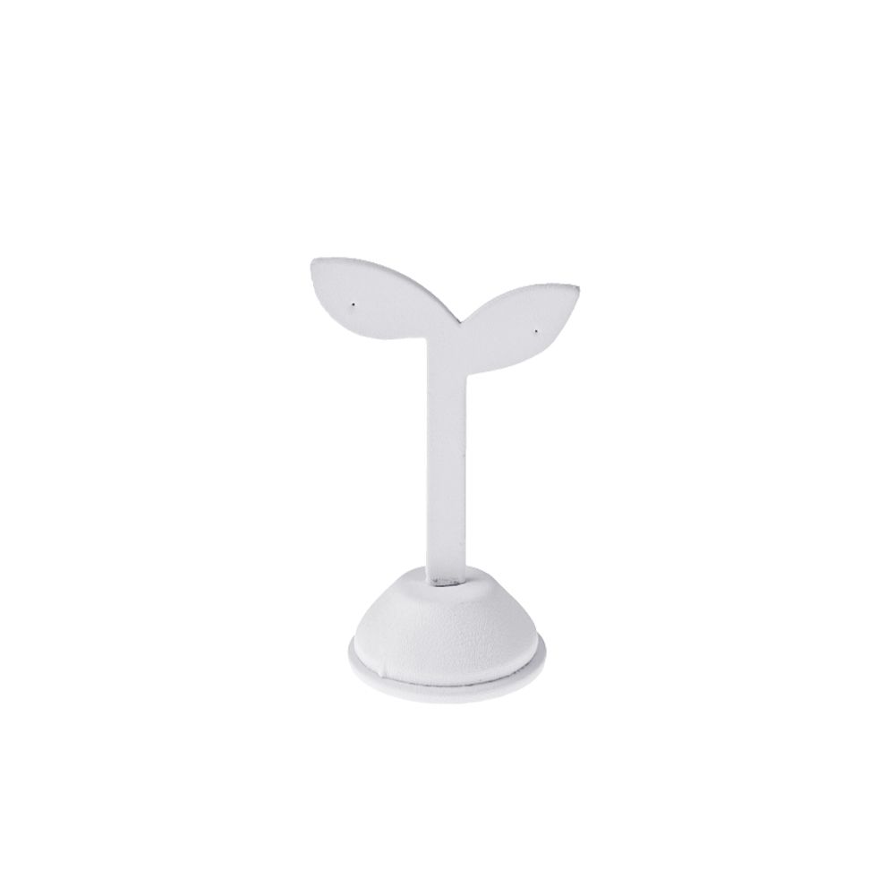 인조가죽 잎 T형 귀걸이 진열대 화이트 소 6x4.5x10cm