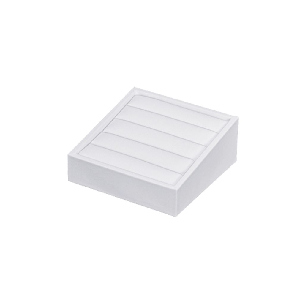 인조가죽 사각 경사 4줄 반지 진열대 화이트 12x12x5cm