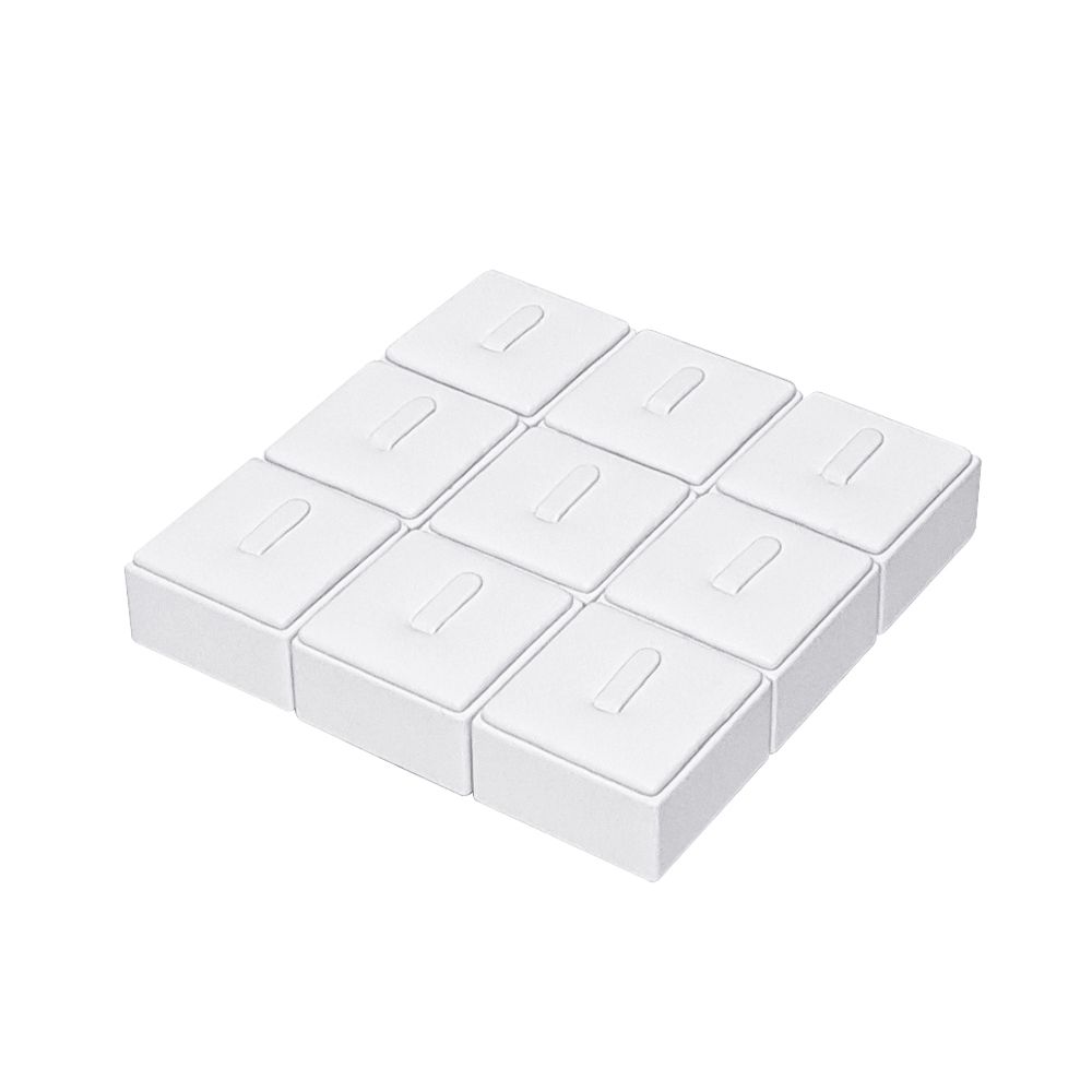 인조가죽 1/9 사각 반지 진열대 화이트 4x4x2.5cm 9개
