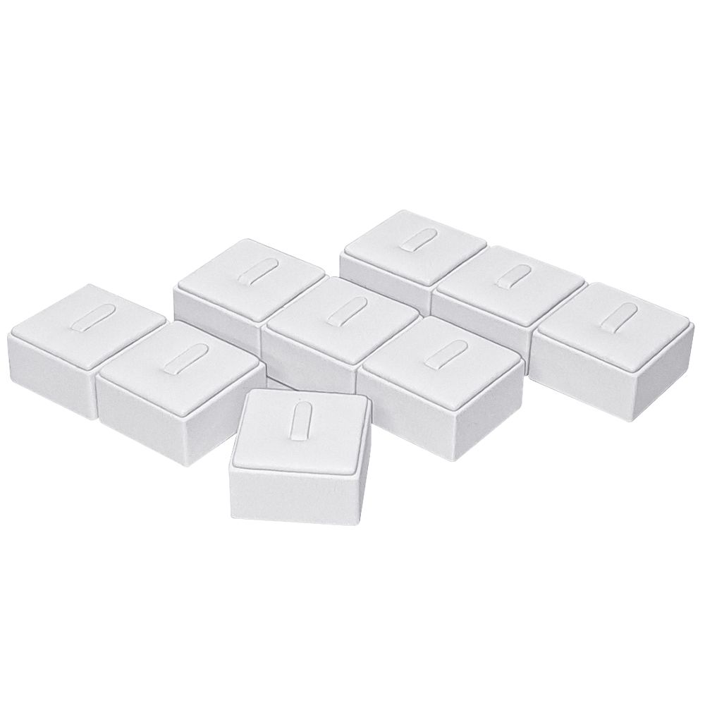 인조가죽 1/9 사각 반지 진열대 화이트 4x4x2.5cm 9개
