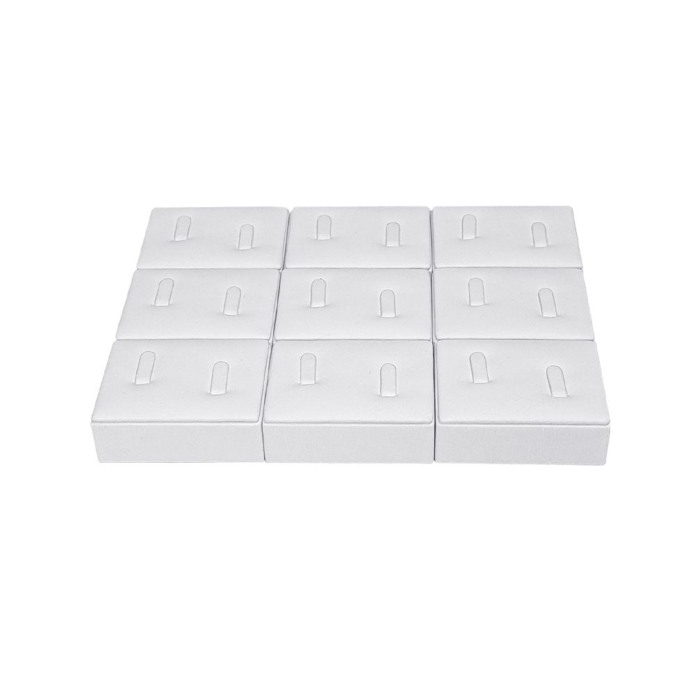 인조가죽 1/9 사각 커플 반지 진열대 화이트 6x4.5x2.5cm 9개