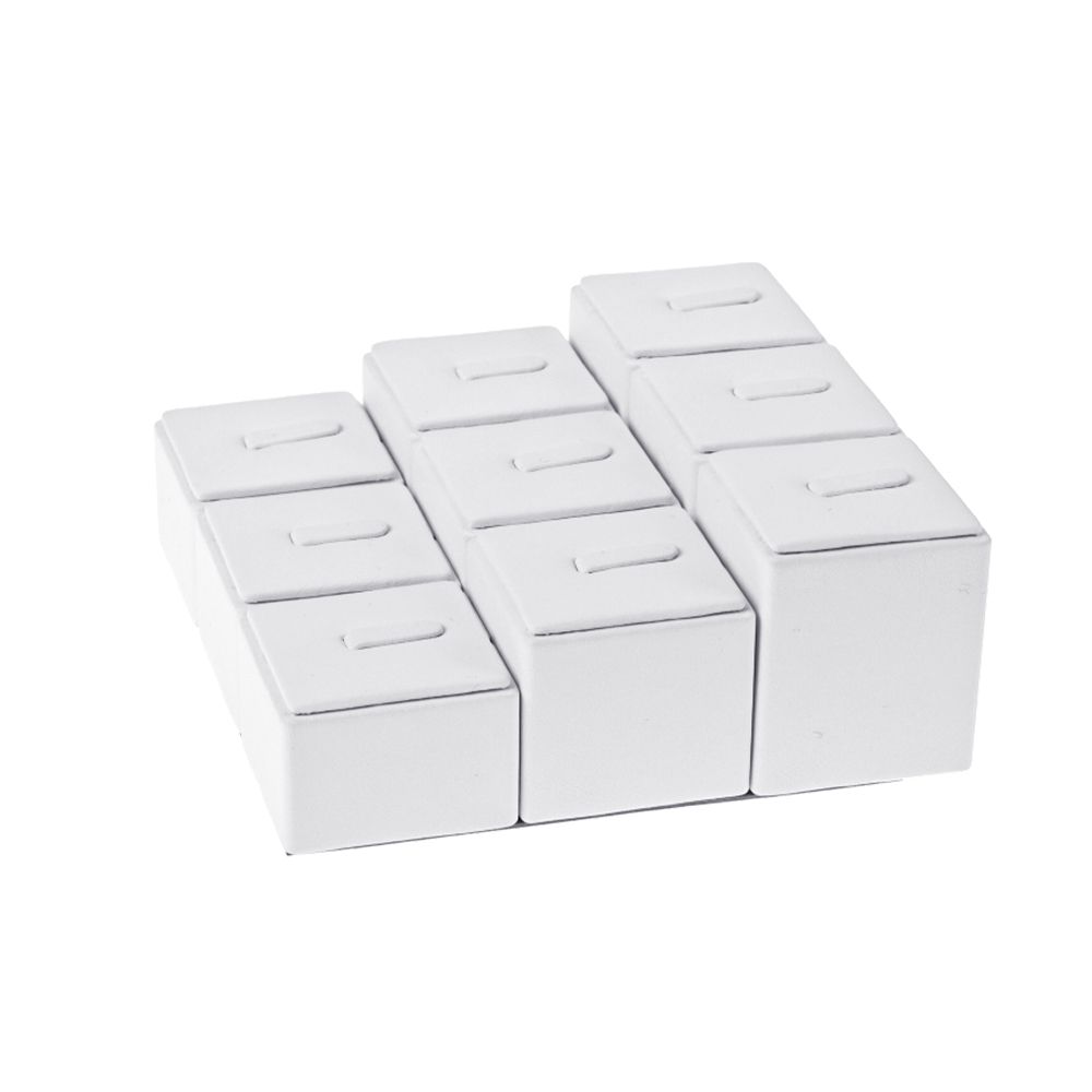 인조가죽 계단식 1/9 사각 반지 진열대 화이트 12x12x5cm